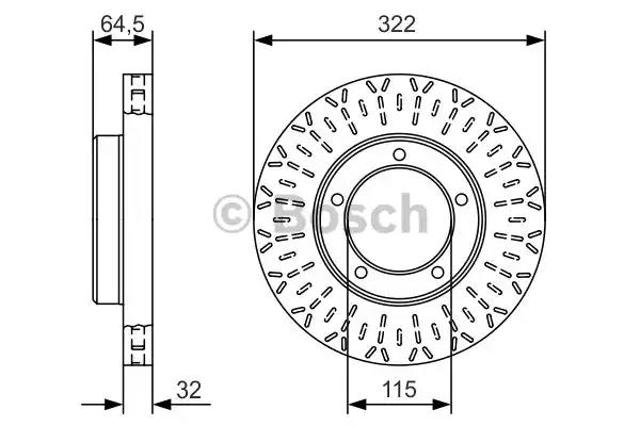 Диск гальмівний передній 0986479A64 BOSCH