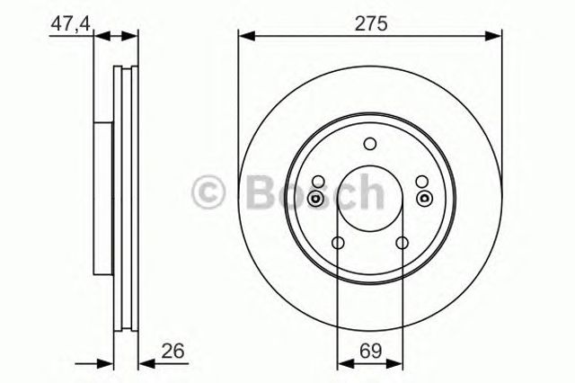 Гальмо дискове переднє 0986479R26 BOSCH