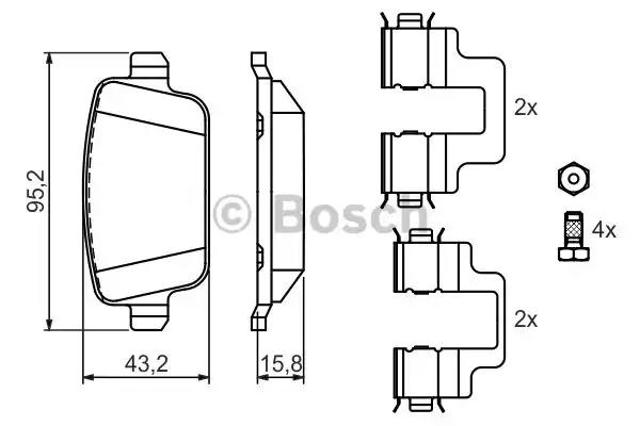 Комплект задніх колодок 0986494214 BOSCH