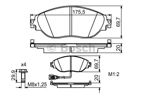 Колодки гальмівні передні, дискові 0986494704 BOSCH