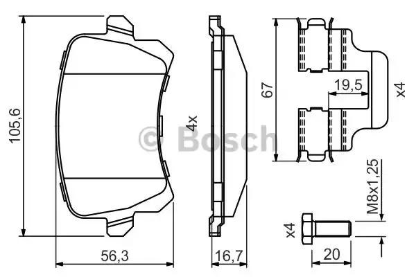 Задні гальмівні колодки 0986494731 BOSCH