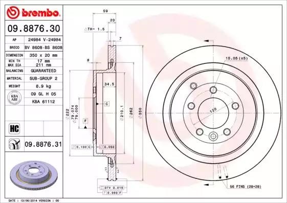 Задні дискові гальма 09887631 BREMBO
