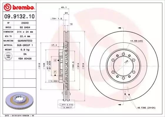 Диск переднього гальма 09913210 BREMBO