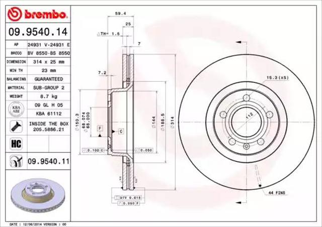 Ротор гальмівний 09954011 BREMBO