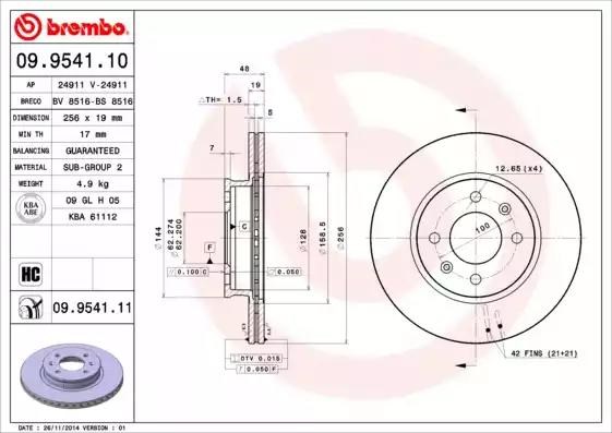 Гальмо дискове переднє 09954110 BREMBO