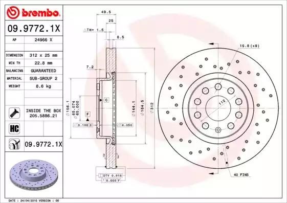 Гальмо дискове переднє 0997721X BREMBO