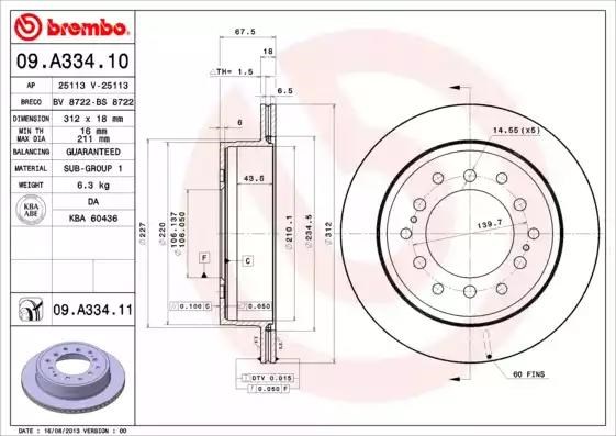 Диск заднього гальма 09A33411 BREMBO