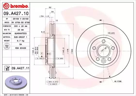 Гальмо дискове переднє 09A42711 BREMBO