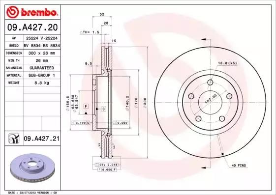 Гальмо дискове переднє 09A42721 BREMBO