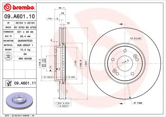 Гальмо дискове переднє 09A60110 BREMBO