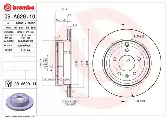 Задні дискові гальма 09A62910 BREMBO