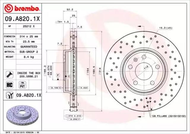 Гальмо дискове переднє 09A8201X BREMBO