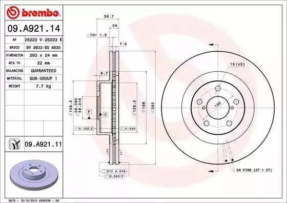 Диск гальмівний передній 09A92111 BREMBO