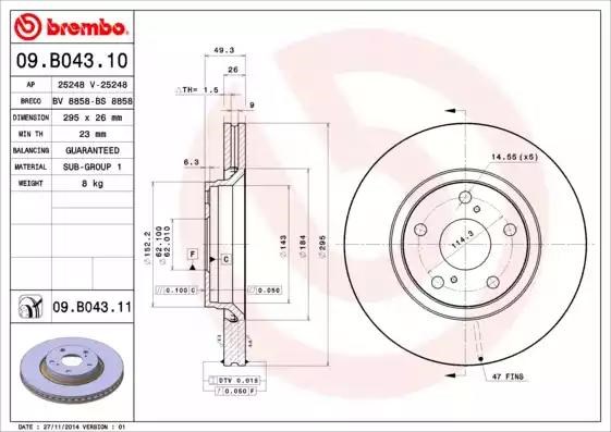 Диск переднього гальма 09B04310 BREMBO