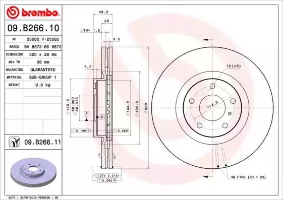 Гальмо дискове переднє 09B26611 BREMBO