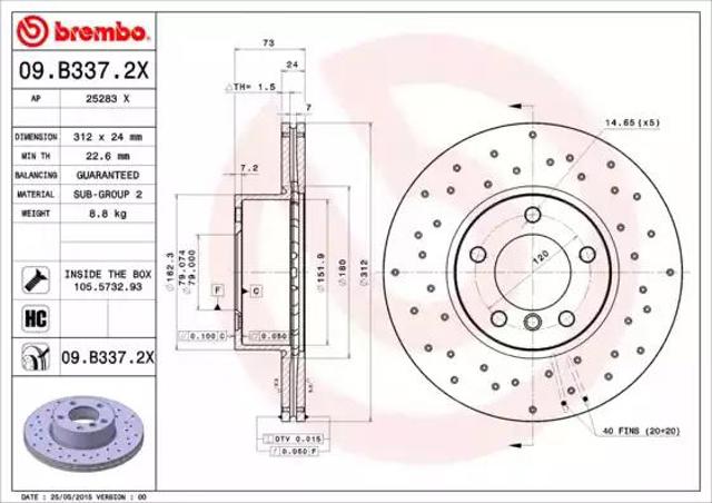 Ротор гальмівний 09B3372X BREMBO