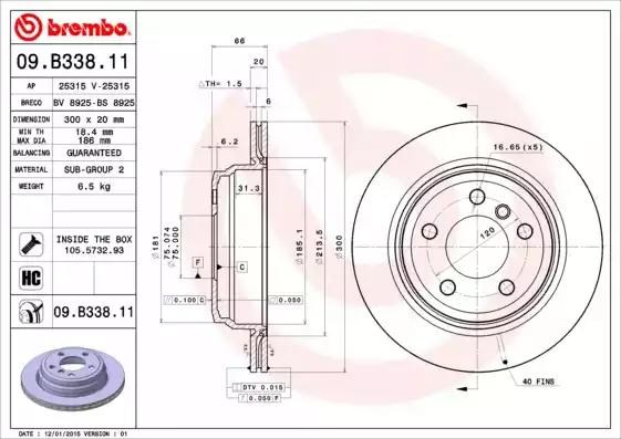 Задні дискові гальма 09B33811 BREMBO