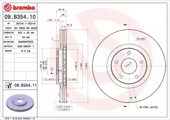 Диск гальмівний передній 09B35410 BREMBO