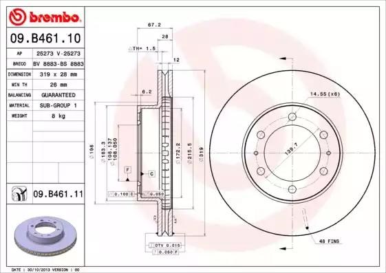 Диск переднього гальма 09B46111 BREMBO