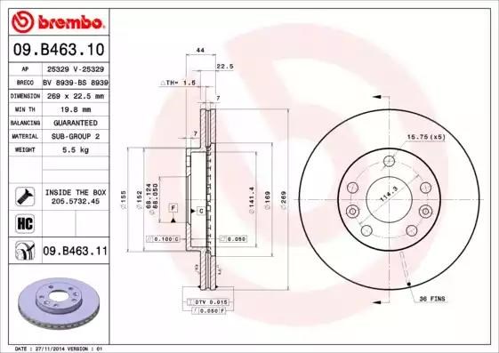Диск переднього гальма 09B46310 BREMBO