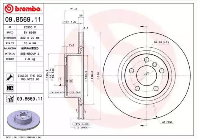 Диск гальмівний задній 09B56911 BREMBO