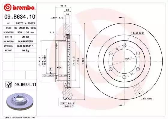 Гальмо дискове переднє 09B63411 BREMBO