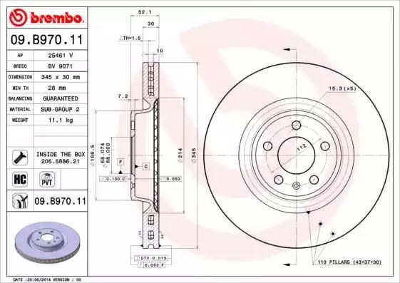 Гальмо дискове переднє 09B97011 BREMBO