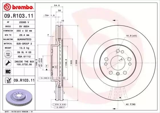Диск переднього гальма 09R10311 BREMBO
