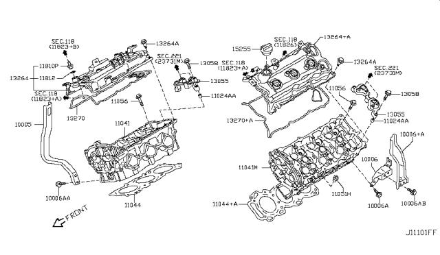Прокладка головки блоку циліндрів (ГБЦ), ліва 11044EA205 NISSAN