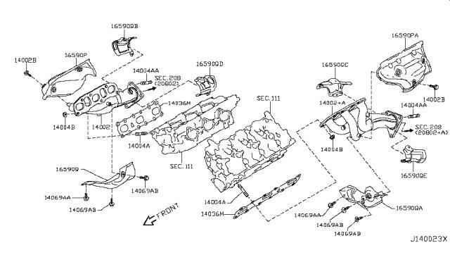 Прокладка випускного колектора 140364W015 NISSAN