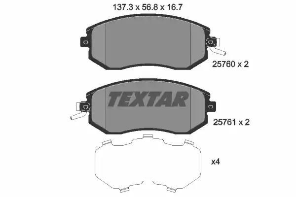 Передні гальмівні колодки 2576001 TEXTAR
