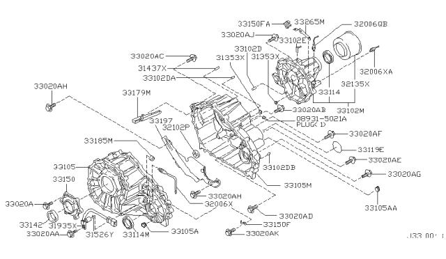 Сальник хвостовика редуктора переднього моста 3314233G10 NISSAN