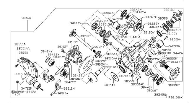 Сальник хвостовика редуктора переднього моста 381898S110 NISSAN