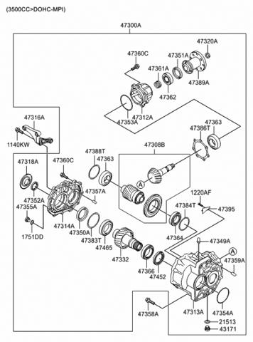 Сальник раздатки, передній, вихідний 4735039300 HYUNDAI