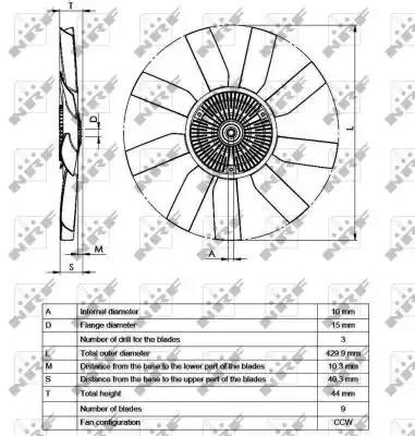 Муфта вязкостная системи охолодження 49543 NRF