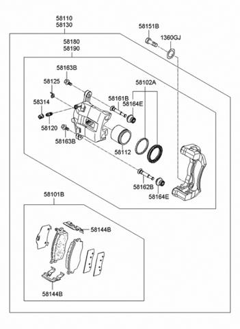 Направляюча супорту переднього, верхня 581611G000 HYUNDAI