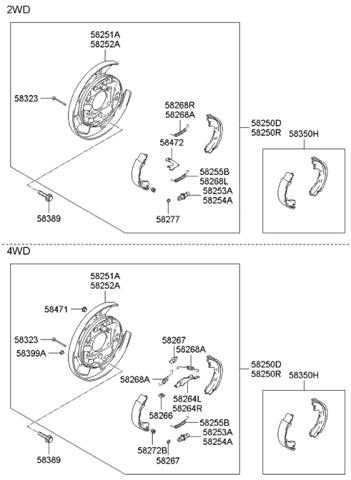 Ремкомплект ручника 582553A000 HYUNDAI