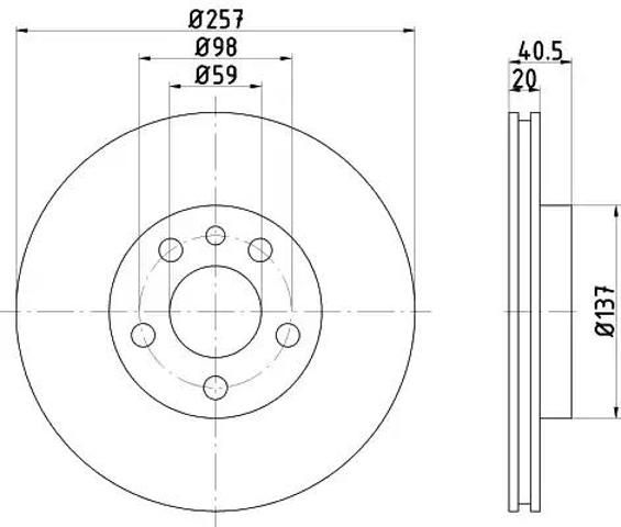 Диск гальмівний передній 8DD355105621 HELLA