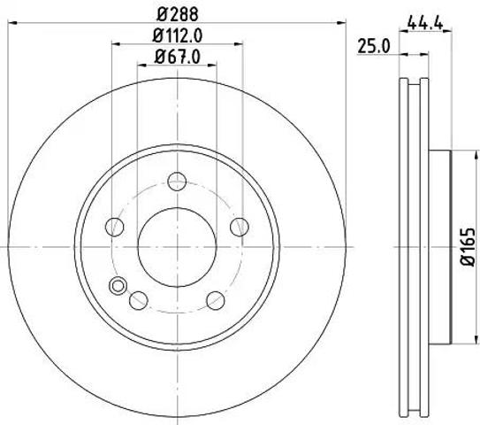 Диск переднього гальма 8DD355111081 HELLA