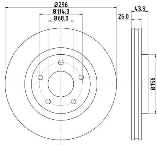 Диск переднього гальма 8DD355114601 HELLA