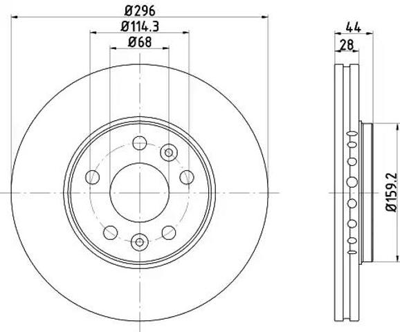 Диск переднього гальма 8DD355122601 HELLA