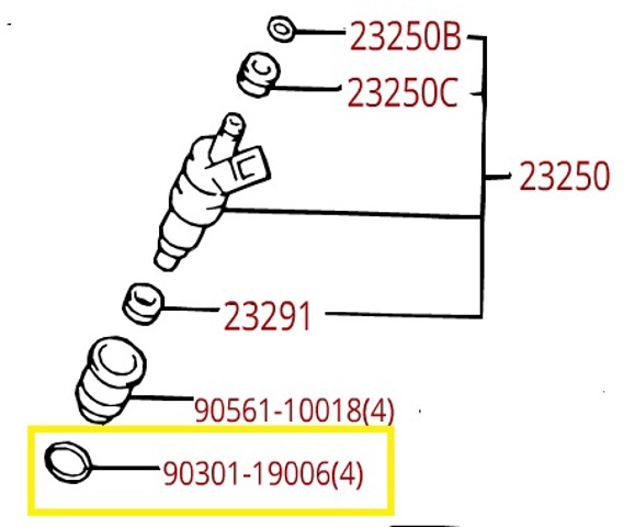 Ущільнююче кільце форсунок інжектора 9030119006 TOYOTA
