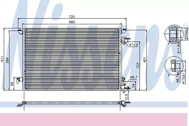 Autooil nissens opel радіатор кондиціонера конденсатор без осушувача signum vectra c 1.9cdti/2.2dti 02- fiat croma 94598