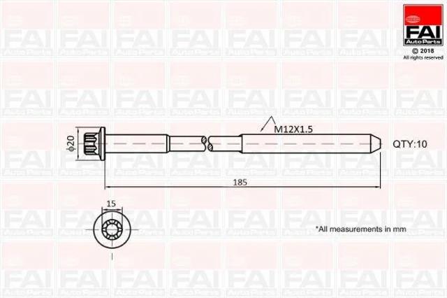 Болт головки блока циліндрів, ГБЦ B2129 FAI