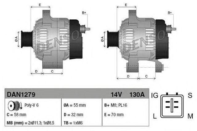 Генератор автомобільний DAN1279 DENSO