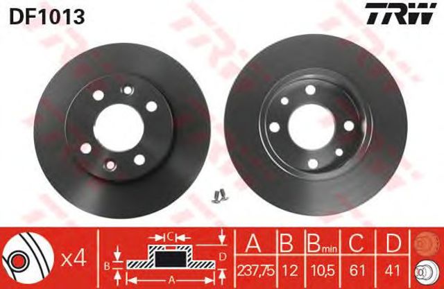 Гальмо дискове переднє DF1013 TRW