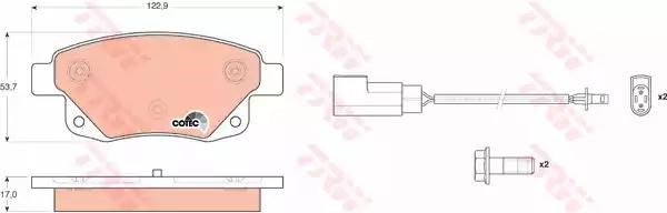 Задні гальмівні колодки GDB1725 TRW