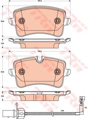 Комплект задніх колодок GDB1902 TRW