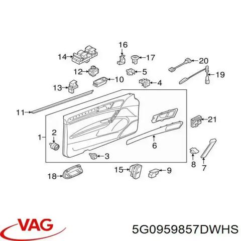 Кнопковий блок керування склопідіймачами передній лівий 5G0959857DWHS VAG