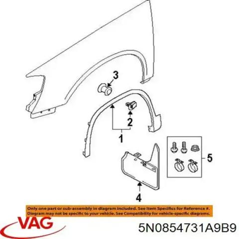 Розширювач передньої арки колеса, лівий 5N0854731A9B9 VAG
